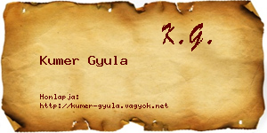 Kumer Gyula névjegykártya